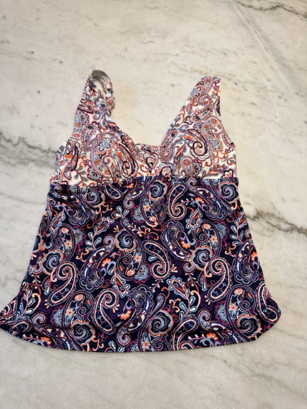 Lands' End Chlorine Resistant Paisley Swim Tankini Top